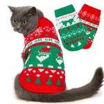 Stretchy Cat Christmas Sweater - 2 Packs Christmas Sweaters for Cats | Snug Winter-Ready Knit for Boy/Girl Cats & Kittens(Scarlet, Small)