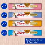 INABA Salmon Churu Cat Treats, Lickable, Squeezable Creamy Purée Cat Treat with Green Tea Extract & Taurine, 0.5 Ounces Each Tube, 40 Tubes, Salmon Variety Box - Image 8