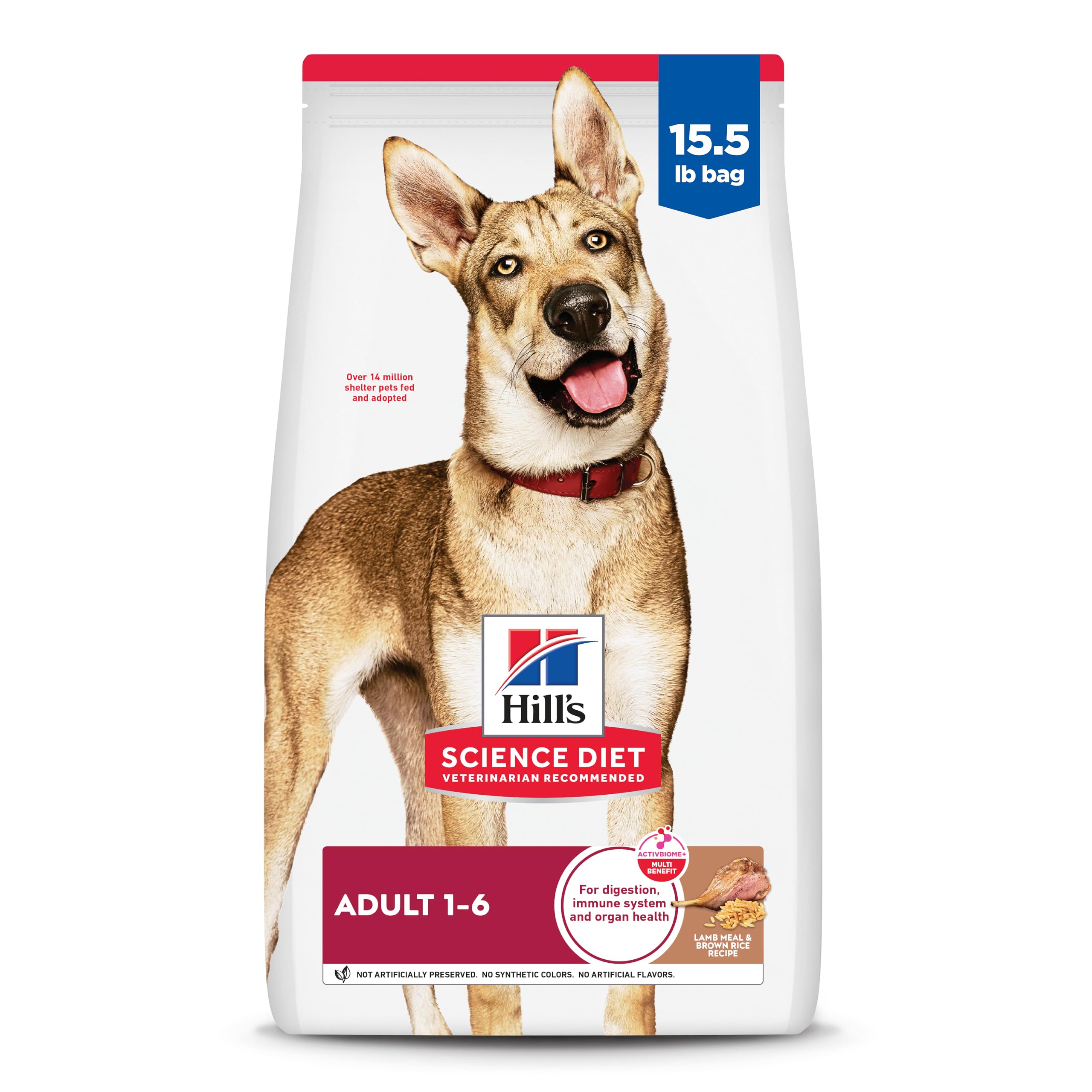 Hill's Science Diet Adult 1-6, Adult 1-6 Premium Nutrition, Dry Dog Food, Lamb & Brown Rice, 15.5 lb Bag