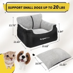 BurgeonNest Dog Car Seat for Small Dogs, Soft Pet Car Travel Home Bed Under 25 lbs, Fully Detachable and Washable Cat Booster Carseats with Storage Pockets and Clip-On Leash Portable Carrier,Black - Image 8