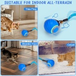 BABORUI Interactive Cat Toy Ball - Automatic Interactive Cat Toys for Indoor Cats with 3 Tails, 2 Speeds Rechargeable Cat Enrichment Toys for Small/Medium/Large Cats to Keep Them Busy(Blue) - Image 3