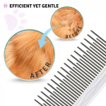 Poodle Pet Detangling Pet Comb with Long & Short Stainless Steel Teeth for Removing Matted Fur, Knots & Tangles – Detangler Tool Accessories for Safe & Gentle DIY Dog & Cat Grooming - Image 6