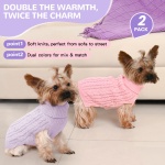Lorehelina 2 Pack Dog Sweaters for Small Dogs Winter Turtleneck Pullover Cable Knit Fleece Stretch Puppy Doggie Chihuahua Toy Poodle Yorkie Pomeranian Boy Girl Pet Clothes (S, Pink & Purple) - Image 6
