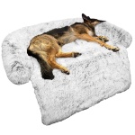 Calming Dog Bed Fluffy Plush Dog Mat for Furniture Protector with Removable Washable Cover for Large Medium Small Dogs and Cats (Large, Light Grey)