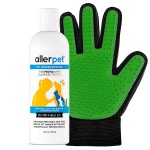 Allerpet Multi-Pet Dander Remover w/Free Grooming Glove - Best Pet Dander Remover for Allergens - for Dog/Cat Dry Skin Treatment - Made in USA - (12oz)