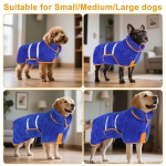 Bienbee Dog Bathrobe, Quick Drying Super Absorbent Dog Robes for After Bath, Warm Keeping Dogs Towel, Dogs Bath Supplies, Dark Blue XL - Image 3
