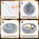 Hoewina Dog & Cat Bed for Indoor Cats, 20in Calming Donut Bed for Puppy and Kitten, Washable Round Fluffy Pet Bed for Small Medium Dogs and Cats (Light Grey) - Image 2