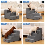 Aodisman Dog Stairs for Small Dogs, 3-Step Non-Slip Pet Stairs for Couch Sofa and Chair, Dog Bed Stairs for Puppy, Older Cat,Grey,13.6" H - Image 5