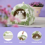 Lesure Cute Cat Beds for Indoor Cats - 2 in 1 Cat Cave Bed for Kittens and Small Pets with Removable Washable Cushioned Pillow, Cozy Ktten Tent with Non-Slip Bottom, Green, 16 inches - Image 4