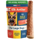 REXIPETS 100% Natural - Elk Antlers for Dogs - Naturally Shed in USA - Long Lasting Chews for Aggressive Chewers - Natural, Real Dog Antler Treats & Toys - Dog Chews - No Odor & No Mess - Large