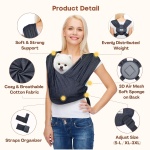 AnccoPlus Dog Carrier for Small Dogs, Front Facing Dog Carrier Sling, Hands Free Cat Sling, Size Adjustable, Reducing Back Pain, Soft Cotton, Premium Dog Sling Carrier (Regular, Charcoal Black) - Image 4
