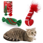 ALL FOR PAWS Christmas Cat Toys Happy Holiday Kitten Toys with Catnip, Crinkle Sound 2 Set Candy Cane Designs Kitty Toy - Image 2