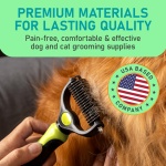 Maxpower Planet Pet Grooming Brush - Double Sided Shedding, Dematting Undercoat Rake for Dogs and Cats - Extra Wide Dog Grooming Brush - Yellow - Image 8