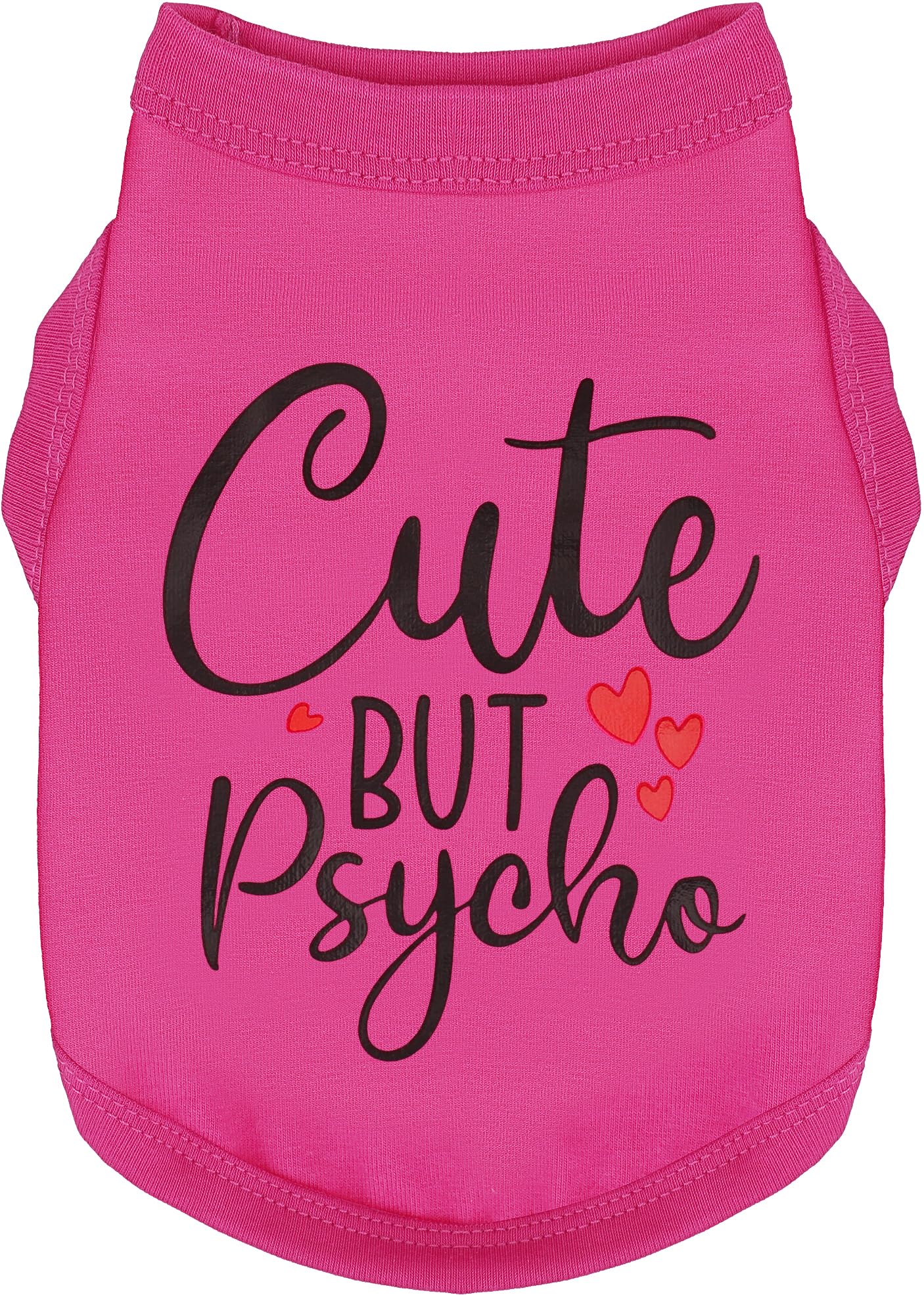 Expressive Cotton Dog Apparel: Soft, Lightweight Puppy Shirt Vest for Small and Medium Dogs, Featuring The Playful 'Cute but Psycho' Slogan Print Rose Red Small